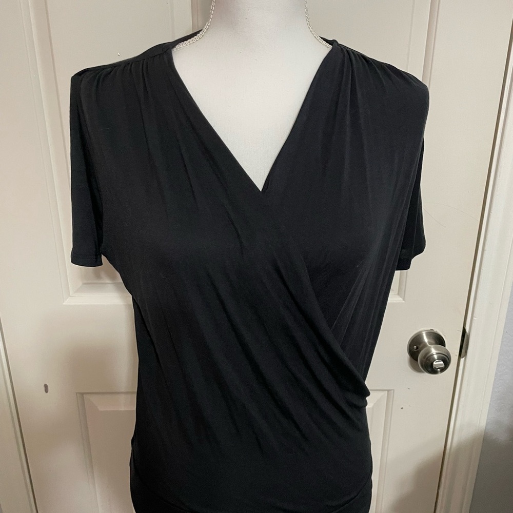 Banana Republic Black Wrap Bodysuit with flowy sleeves